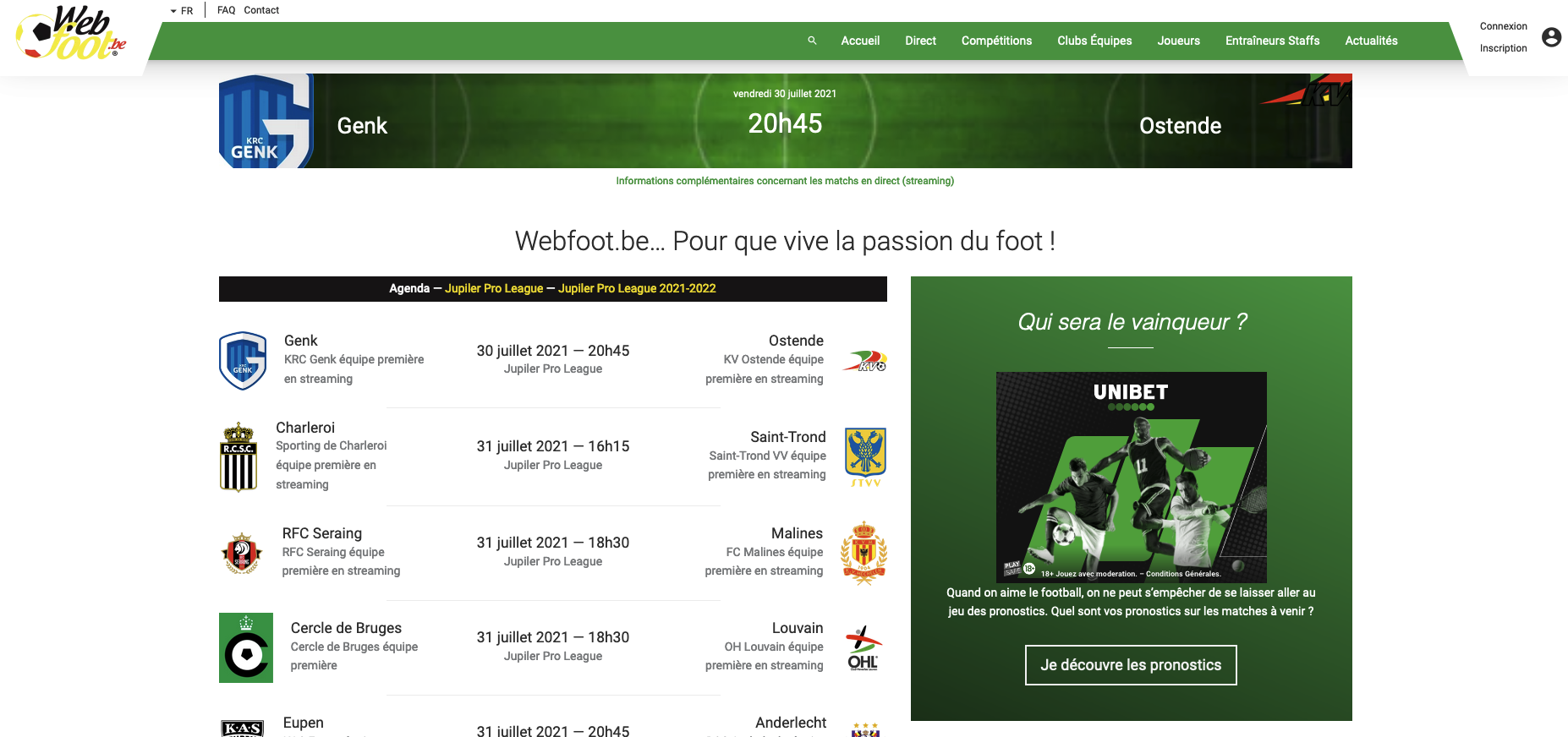 ULiveStreaming - Football API - Coverage